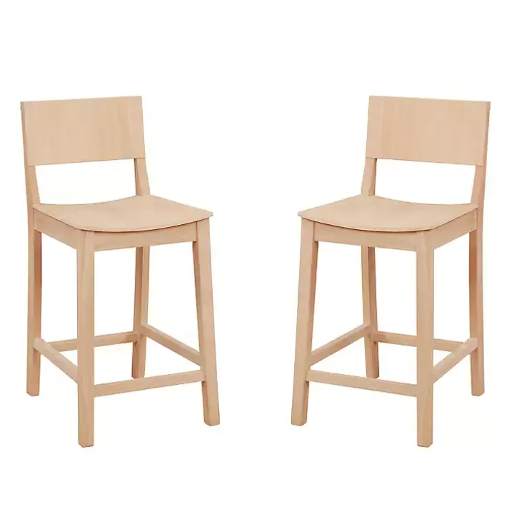 Natural Wood Devin Counter Stools, Set of 2