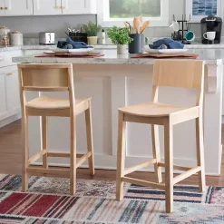 Natural Wood Devin Counter Stools, Set of 2