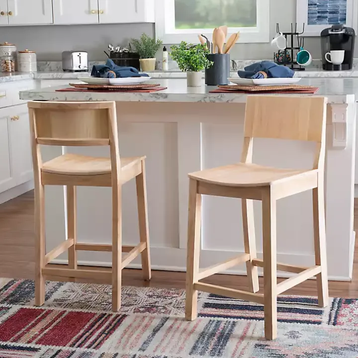 Natural Wood Devin Counter Stools, Set of 2