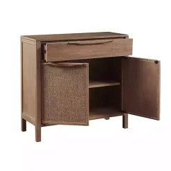 Natural Wood 2-Door Cane Webbing Chest