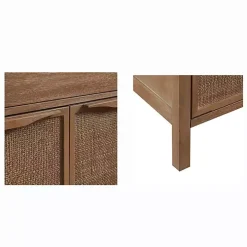 Natural Wood 2-Door Cane Webbing Chest