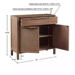 Natural Wood 2-Door Cane Webbing Chest
