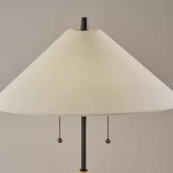 Natural Wood Flare Two-Bulb Table Lamp