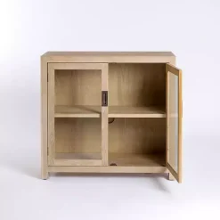 Natural Wood Glass Door Modular Cabinet