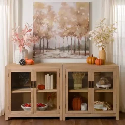 Natural Wood Glass Door Modular Cabinet