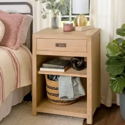 Natural Wood Open Shelf Modular Cabinet