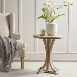 Natural Wood Pedestal Martha Stewart Accent Table