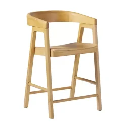 Natural Wood Rounded Modern Counter Stool