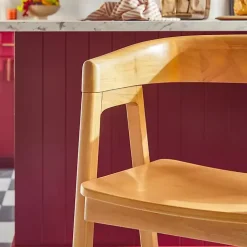 Natural Wood Rounded Modern Counter Stool