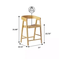 Natural Wood Rounded Modern Counter Stool