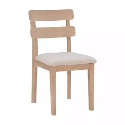 Natural Wood Slatted Back Dining Chairs, Set of 2
