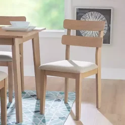 Natural Wood Slatted Back Dining Chairs, Set of 2