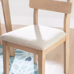 Natural Wood Slatted Back Dining Chairs, Set of 2