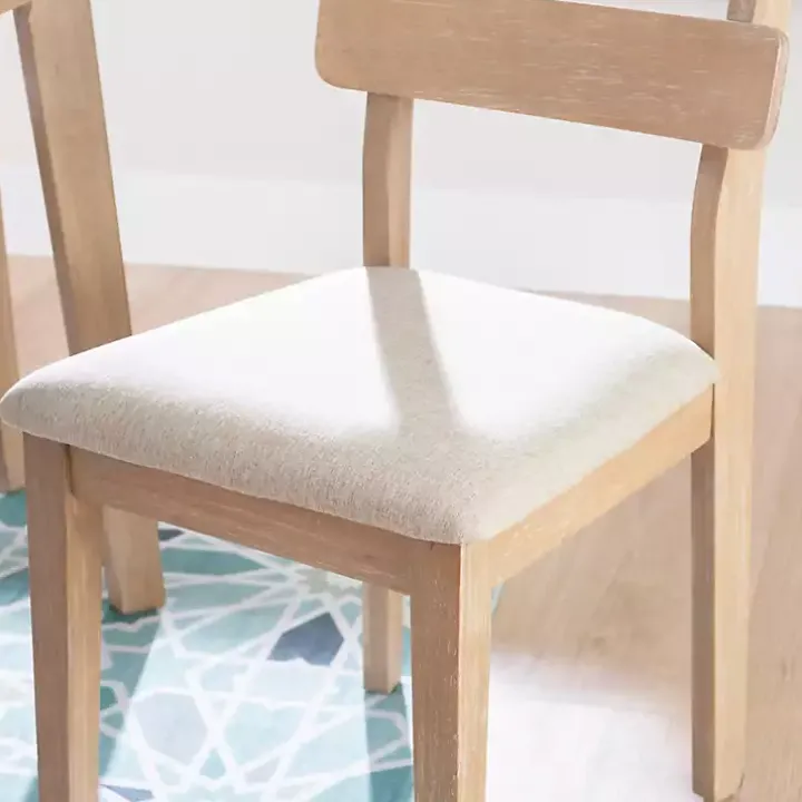 Natural Wood Slatted Back Dining Chairs, Set of 2