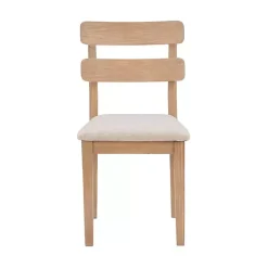 Natural Wood Slatted Back Dining Chairs, Set of 2