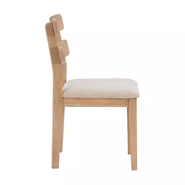 Natural Wood Slatted Back Dining Chairs, Set of 2