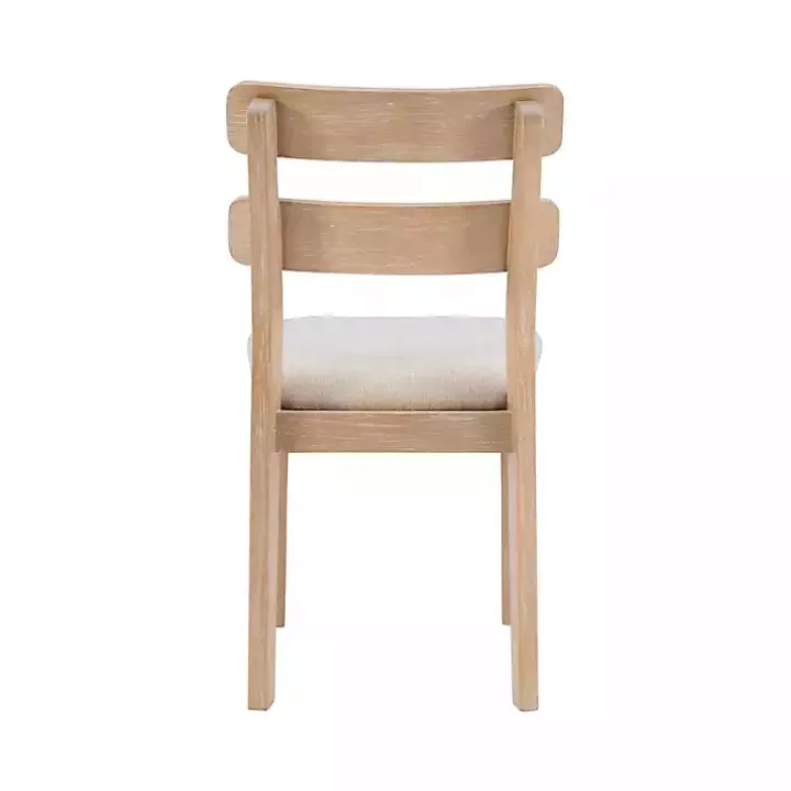 Natural Wood Slatted Back Dining Chairs, Set of 2