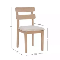 Natural Wood Slatted Back Dining Chairs, Set of 2