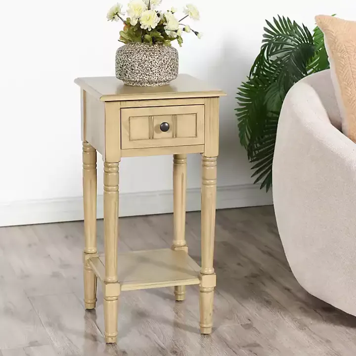 Natural Wood Square Hampton Accent Table