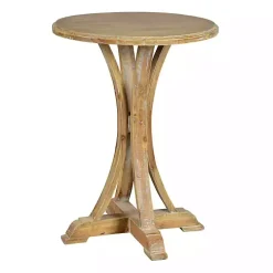 Natural Wooden Arched Base Round Top Accent Table