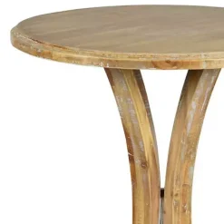 Natural Wooden Arched Base Round Top Accent Table