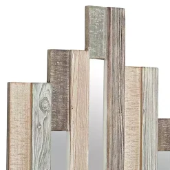Natural Wooden Planks Mirrored Wall Plaque