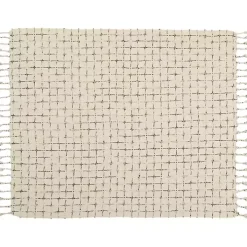 Natural Woven Grid Throw