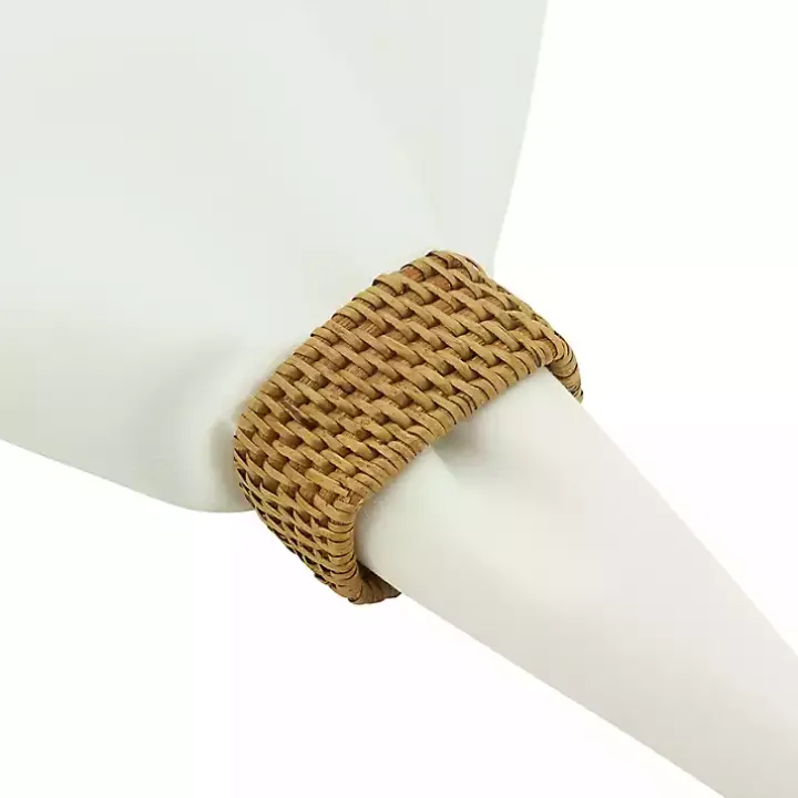Natural Woven Rattan Oval Napkin Rings, Set of 4