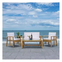 Natural Woven Wicker 4-pc. Outdoor Living Set