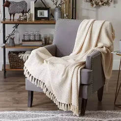 Natural Woven Zig Zag Throw