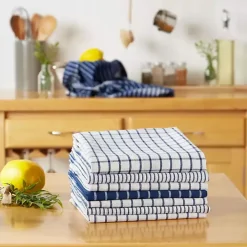 Nautical Blue Basic Assorted Dishtowels, Set of 8