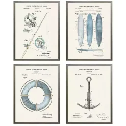 Nautical Patent Framed Art Prints, Set of 4