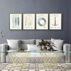 Nautical Patent Framed Art Prints, Set of 4