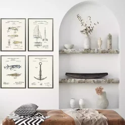 Nautical Patents Framed Art Prints, Set of 4