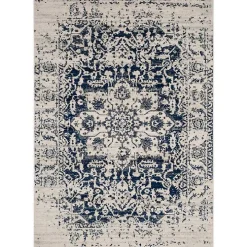 Navy and Cream Madison Distressed Area Rug, 5x7