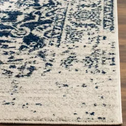 Navy and Cream Madison Distressed Area Rug, 5x7