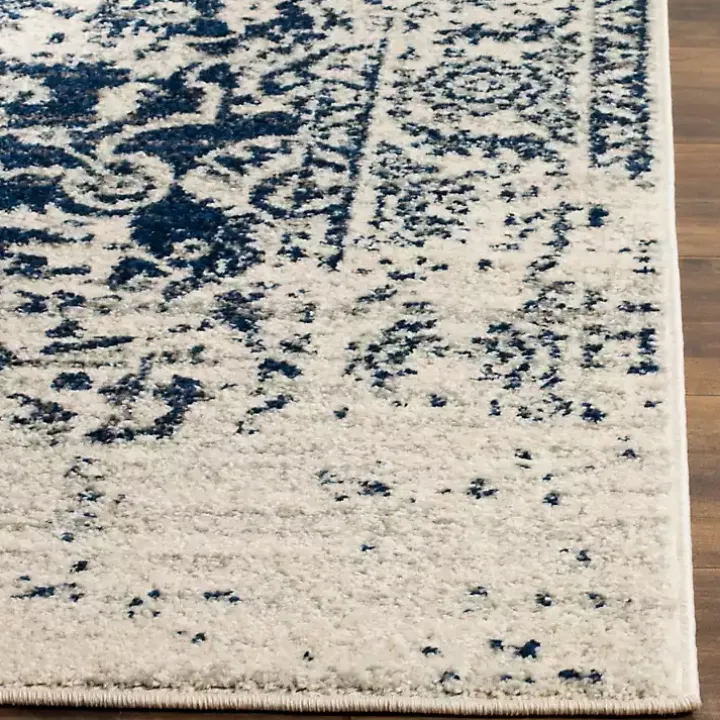 Navy and Cream Madison Distressed Area Rug, 5x7