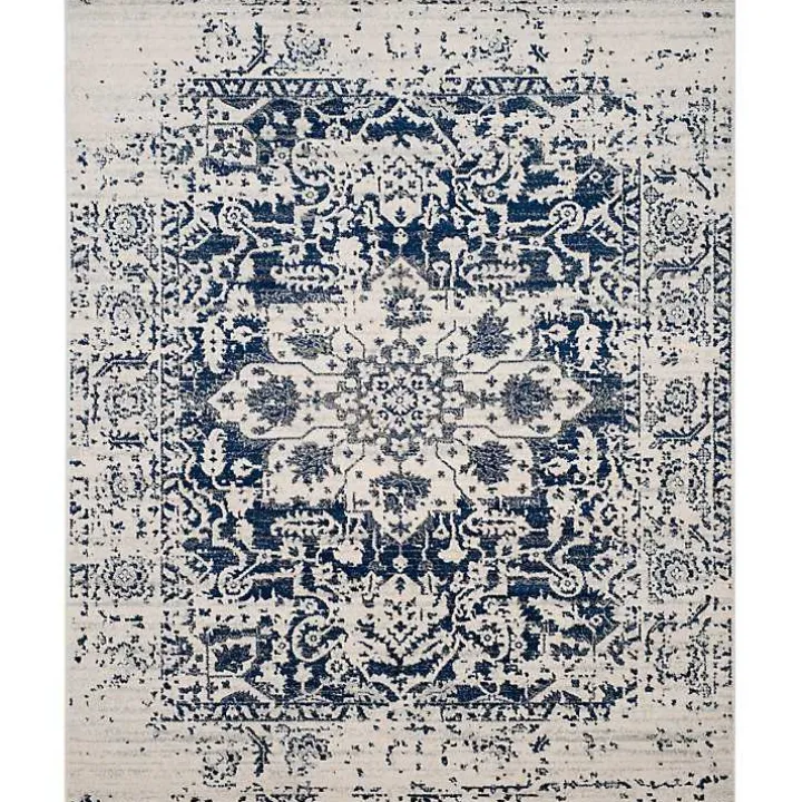 Navy and Cream Madison Distressed Area Rug, 8x10