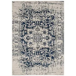 Navy and Cream Madison Distressed Area Rug, 6x9