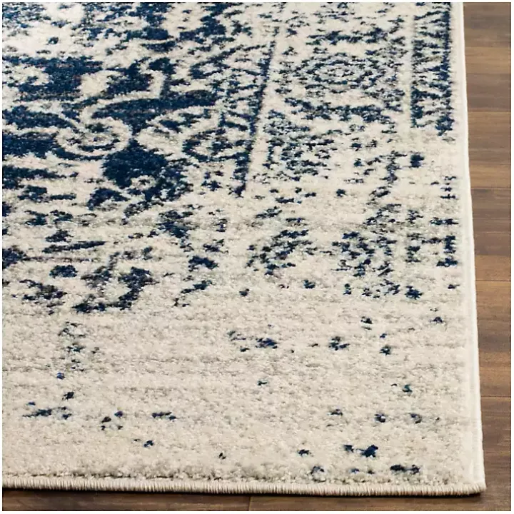 Navy and Cream Madison Distressed Area Rug, 6x9