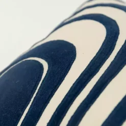 Navy and Natural Wave Lumbar Pillow