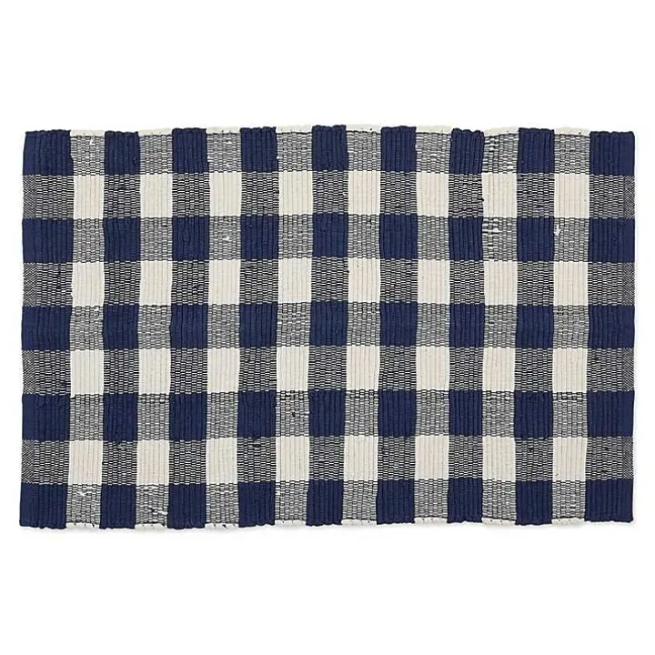 Navy and White Buffalo Check Accent Rug
