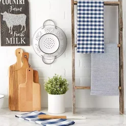 Navy and White Mixed Check Towels, Set of 3