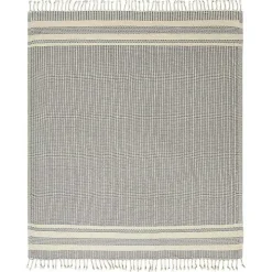 Navy and White Stripes Cotton Throw