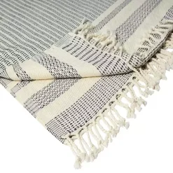 Navy and White Stripes Cotton Throw