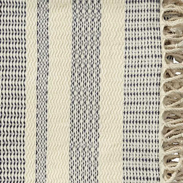 Navy and White Stripes Cotton Throw
