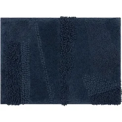 Navy Asymmetrical Cotton Bath Mat