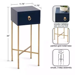 Navy Blue and Gold Glam Accent Table