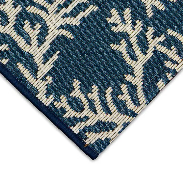 Navy Blue Coral Indoor/Outdoor Rug, 2x3