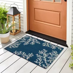 Navy Blue Coral Indoor/Outdoor Rug, 2x3